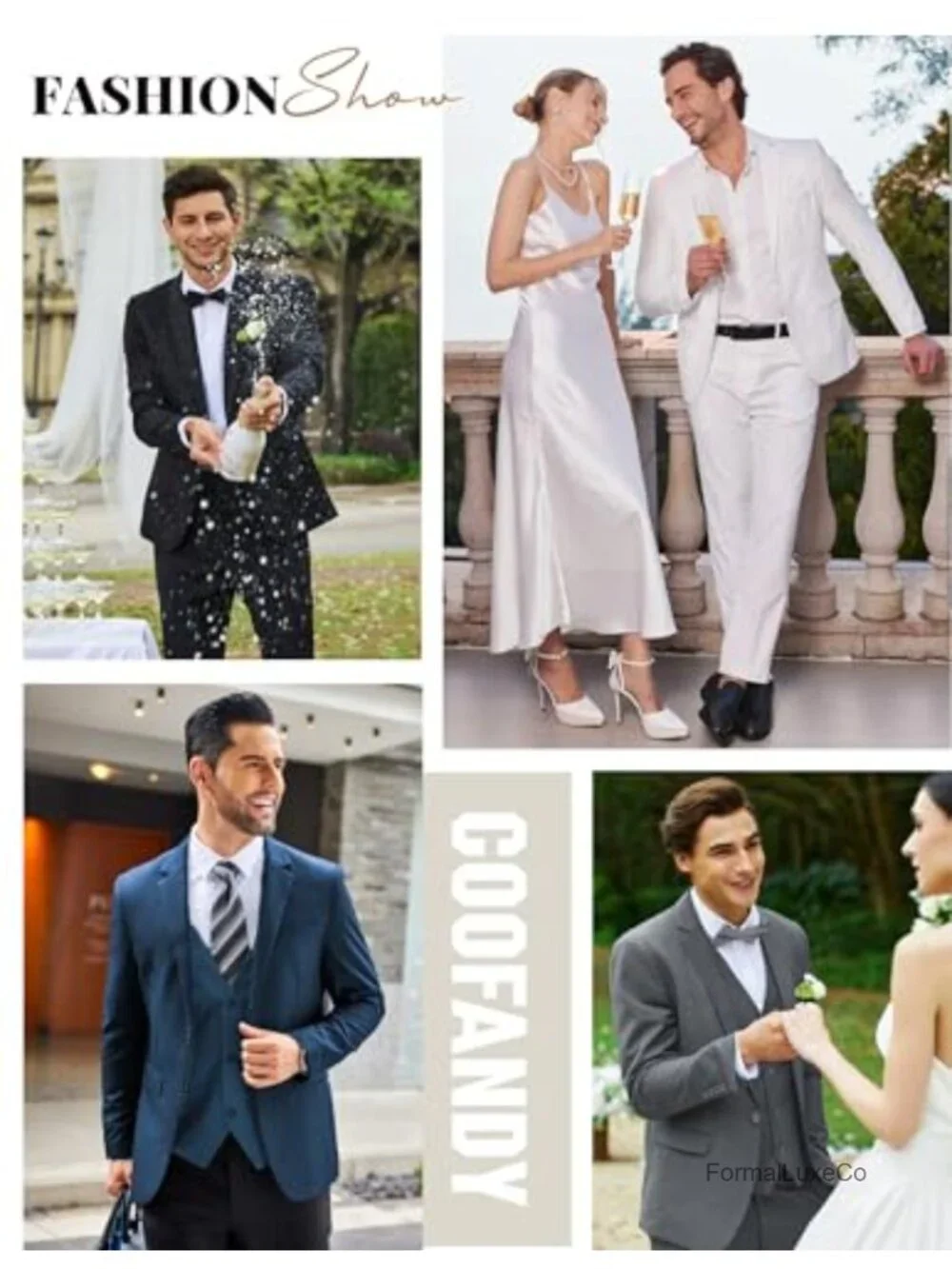 Men's 3 Piece Suit Set Classic Fit 2 Button Wedding Business Prom Jacket Vest